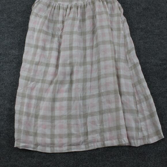 CP Shades Dress Small Hazel Linen Plaid Gingham Midi Casual Romantic Feminine - Picture 3 of 8